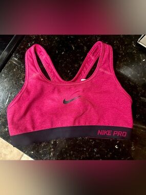 Nike Pro Pink Racerback Sports Bra with Black Band